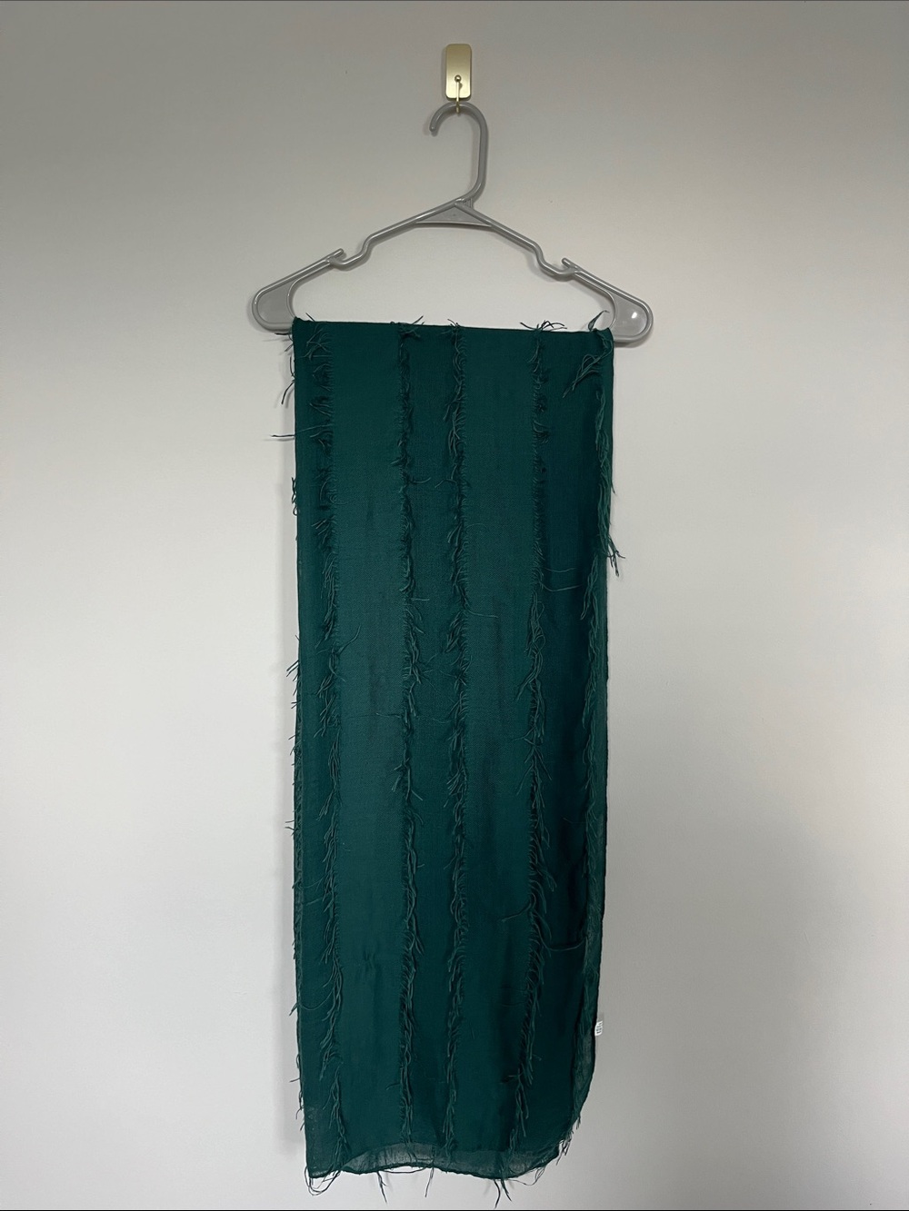 Teal Fringe Scarf - Lightweight Textured Wrap